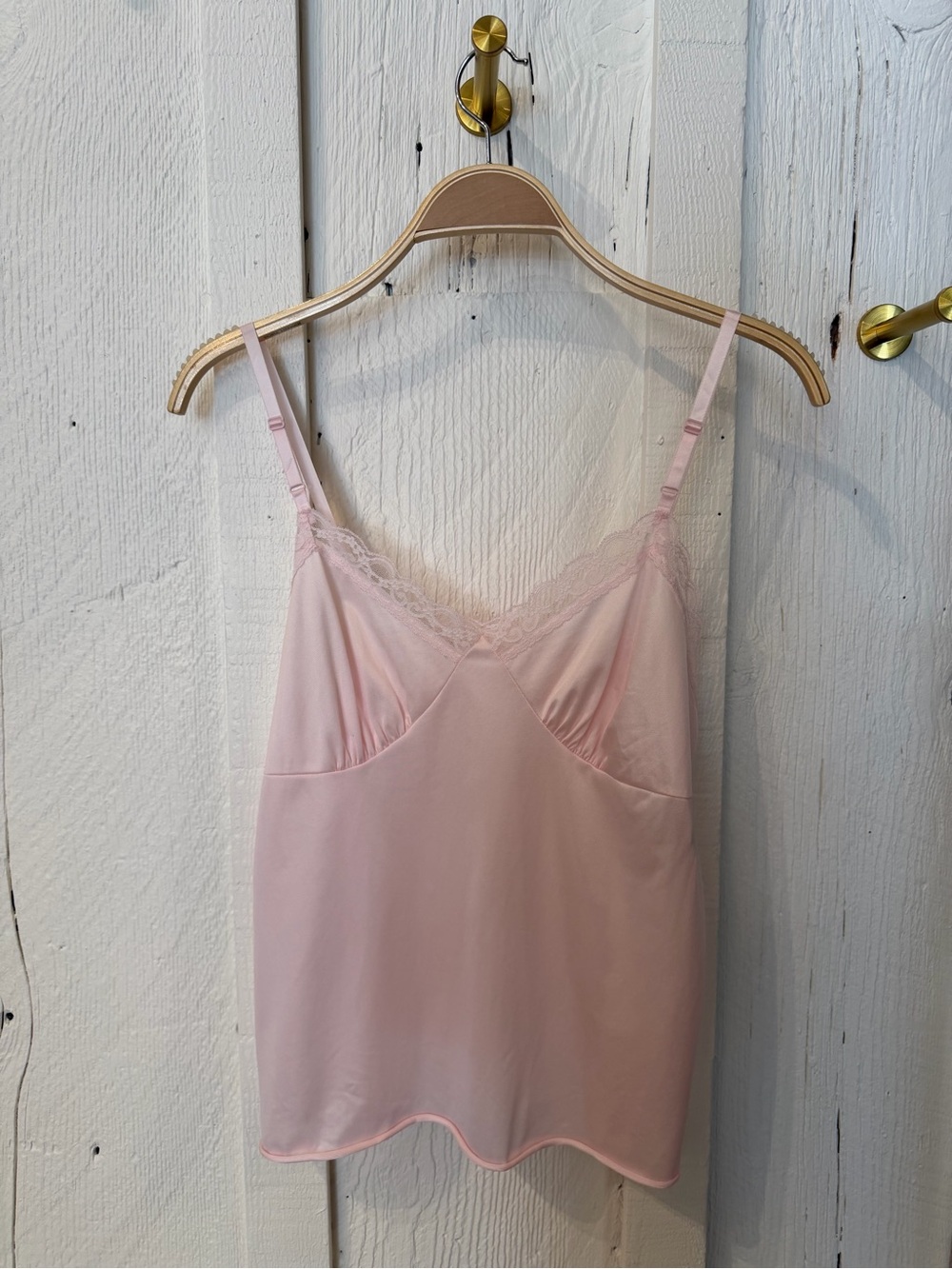 Vintage Light Pink Lace-Trim Camisole